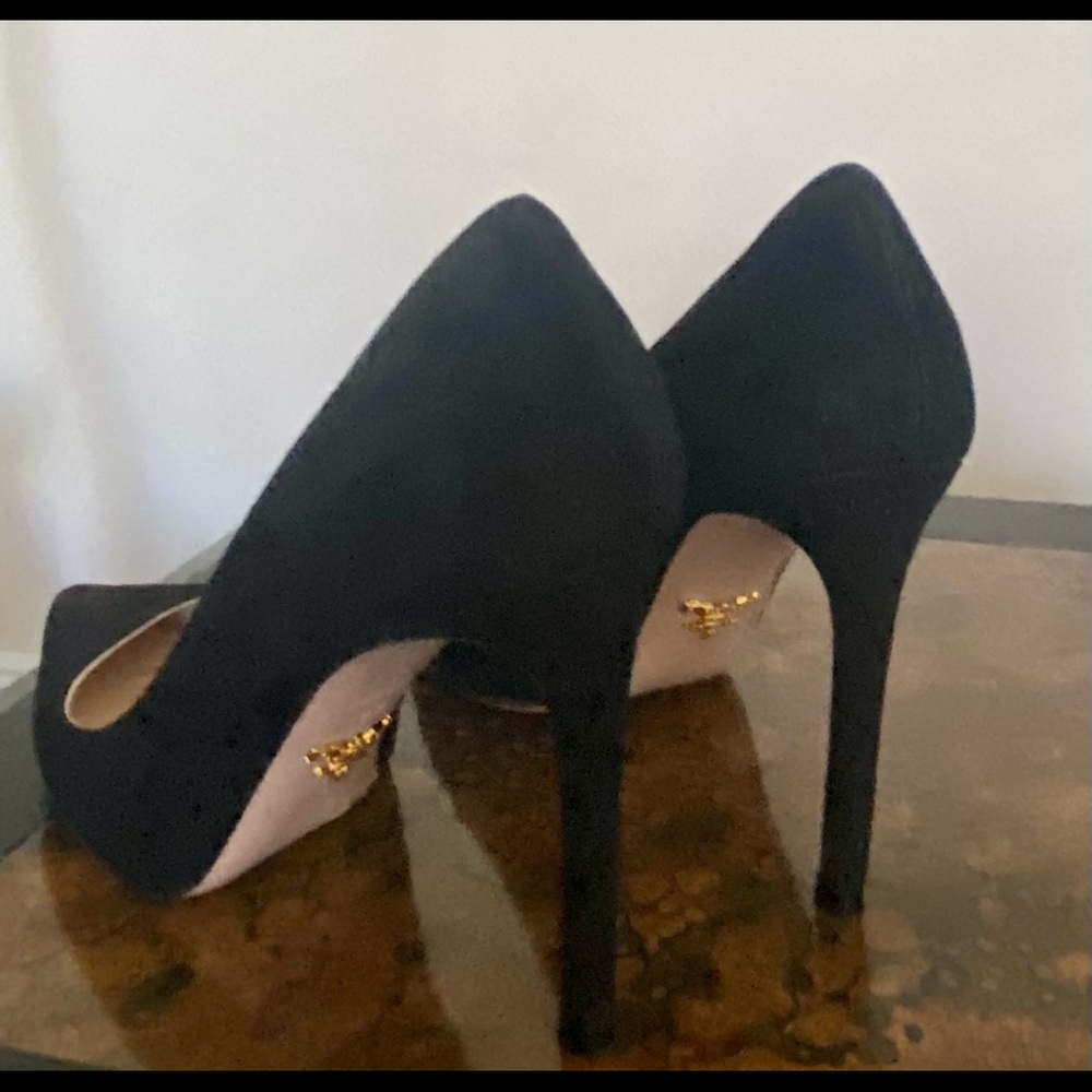Prada Black Suede Classic Heel